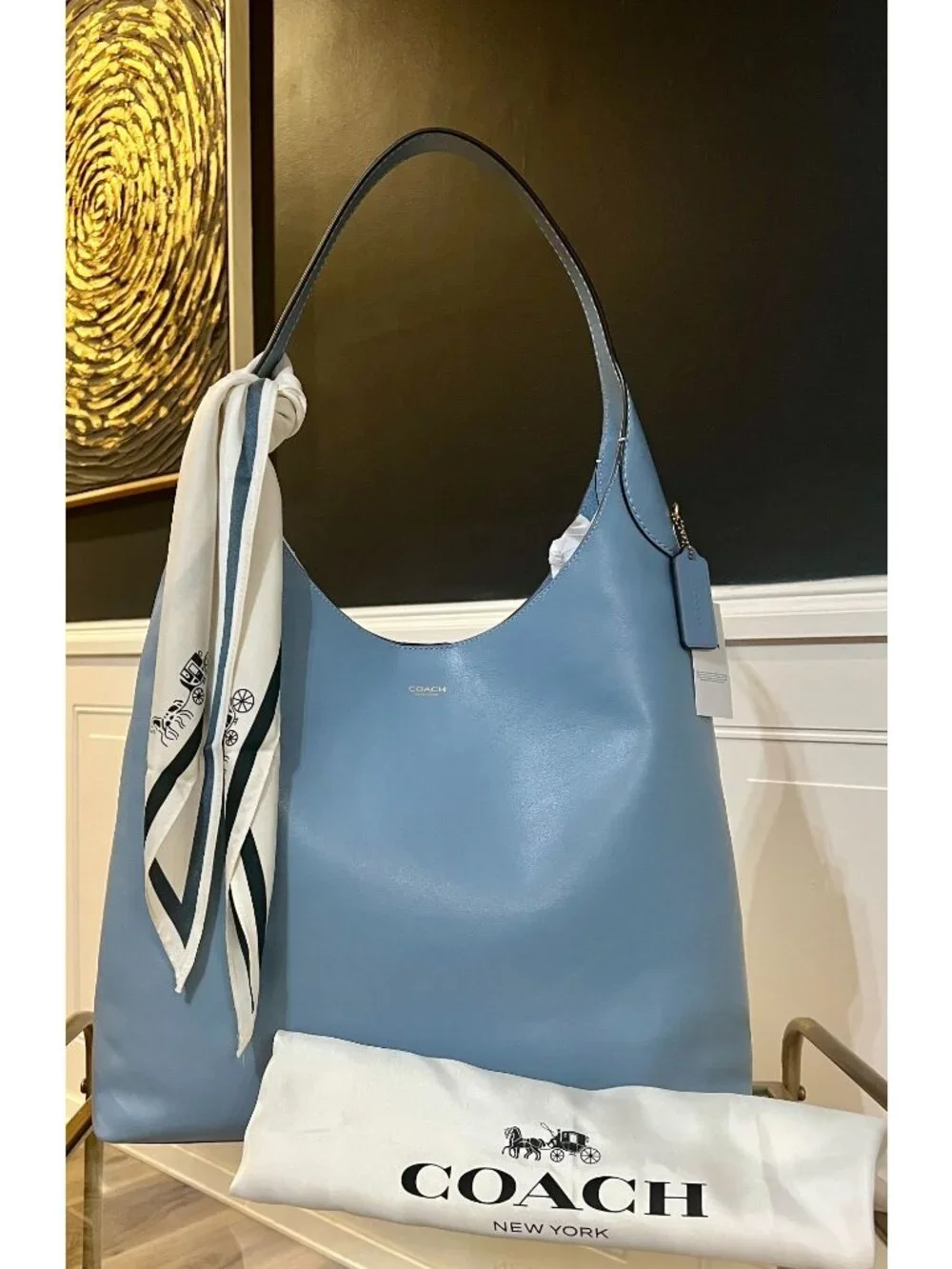 AUTHENTIC COACH LARGE BROOKLYN 39 IN BLUEBELL HOBO HANDBAG 710D175P